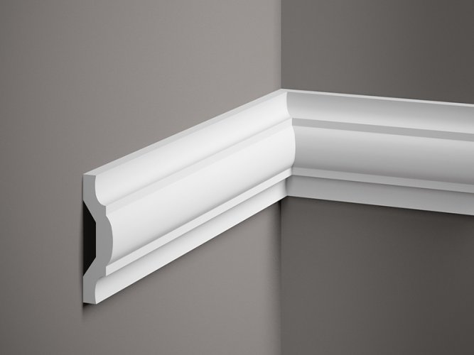 Nástěnná lišta – HLADKÁ, Flex, základní bílý nátěr (přetíratelný), 76 x 25 x 2000 mm