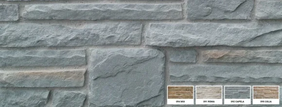 Kamenný obklad, Z BETÓNU, Štiepaný pieskovec Capela 092, sivá, 170 - 600 x 40 - 180 mm, hrúbka 20 - 50 mm, 0.75 m2