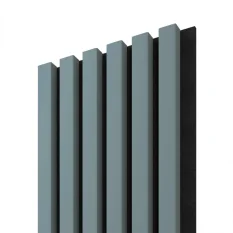 Akustický panel ACOUSTIC LINE - smoke blue | čierny, 2650 x 245 x 22 mm, lamely MDF + FINISH FOLIE, akustický podklad FILC