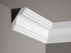 Stropní lišta – HLADKÁ, tvrdý plast ProFoam® (polyuretan), základní bílý nátěr (přetíratelný), 76 x 76 x 2000 mm