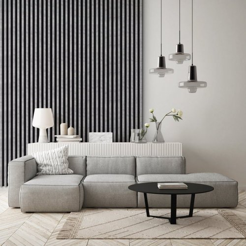 LINEA COMFORT 5 drevené lamely na doske - urban | čierna, 2650 x 246 x 30 mm