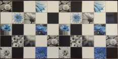 PVC dekorační panely - Mosaic blue flowers, 960 x 485 x 0,35 mm