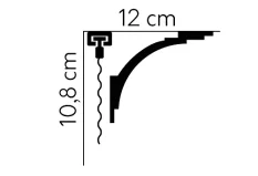 Garnižová LED osvetľovacia lišta, NEPRIAME OSVETLENIE, tvrdý plast PolyForce (HD Polymer), základný biely náter (pretierateľný), 108 x 120 x 2000 mm