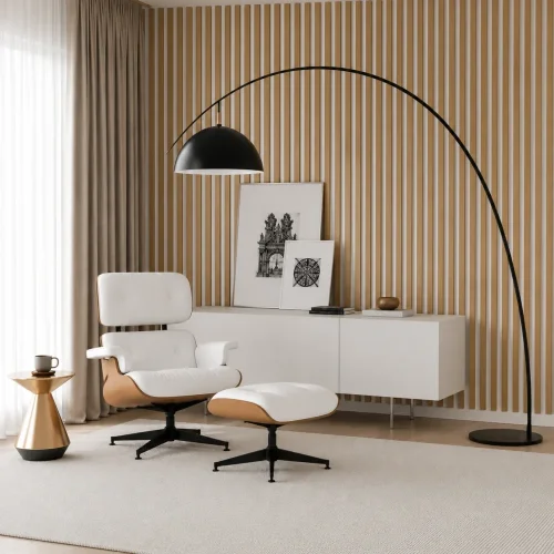 LINEA 3 dřevěné lamely na desce - dub | bílá, 2750 x 176 x 40 mm