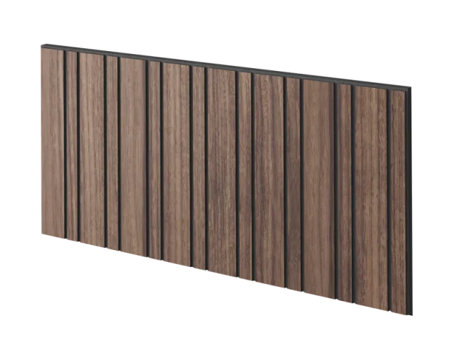 Lamelový panel HAARLEM - DÝHA Z AMERICKÉHO OŘECHU, 600 x 300 mm, ČERNÝ MDF PANEL