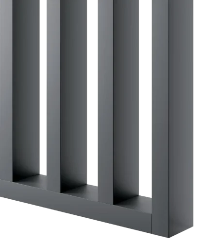 Dělící lamelová stěna s podstavcem - volně stojící, 990 x 2005 mm, (MDF), GRAFIT - Typ lamel: V úhlu 45° k základně