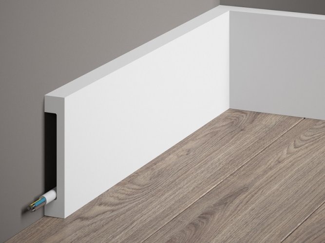 Podlahová lišta – PREMIUM, tvrdý plast PolyForce (HD Polymér), kvalitný biely lak (finálny povrch), 100 x 17 x 2000 mm
