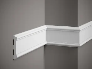 Nástenná lišta – HLADKÁ, tvrdý plast ProFoam® (polyuretán), základný biely náter (pretierateľný), 108 x 20 x 2000 mm