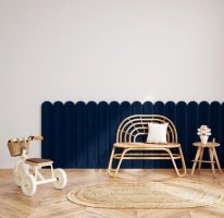 Realizace čalouněných panelů DECO v tmavě modrém provedení