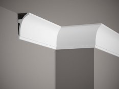VZORKA - Stropná lišta – HLADKÁ, tvrdý plast ProFoam® (polyuretán), základný biely náter (pretierateľný), 100 x 50 x 100 mm