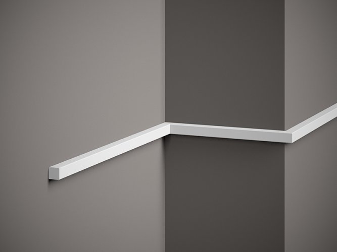 Nástenná lišta – HLADKÁ, tvrdý plast PolyForce (HD Polymér), základný biely náter (pretierateľný), 15 x 15 x 2000 mm
