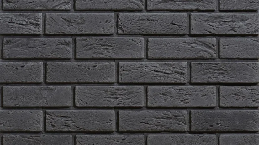 Cihlový obklad, Z BETONU, BOSTON 5 - graphite, tmavě šedá, 222 x 73 mm, tloušťka 8-21 mm, 0.52 m2