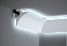 Stropná LED osvetľovacia lišta, NEPRIAME OSVETLENIE, tvrdý plast PolyForce (HD Polymer), základný biely náter (pretierateľný), 85 x 85 x 2000 mm