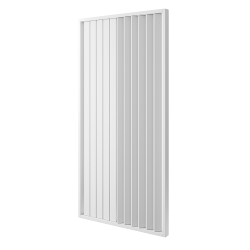 Dělící lamelová stěna - BÍLÁ, (kompletní sada), MDF + FINISH FOLIE, 29 předpřipravených šířek od 510 do 2750 mm, libovolná výška (maximálně 2750 mm), 70 mm tloušťka příčky - Typ lamel: Otočné