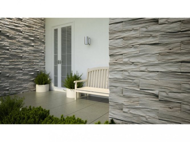 Betonový obklad, Z BETONU, TIMBER 3, středně šedá, 530 x 117 mm, tloušťka 12-28 mm, 0.43 m2