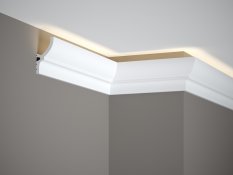 Stropní LED osvětlovací lišta, NEPŘÍMÉ OSVĚTLENÍ, tvrdý plast PolyForce (HD Polymer), základní bílý nátěr (přetíratelný), 72 x 40 x 2000 mm