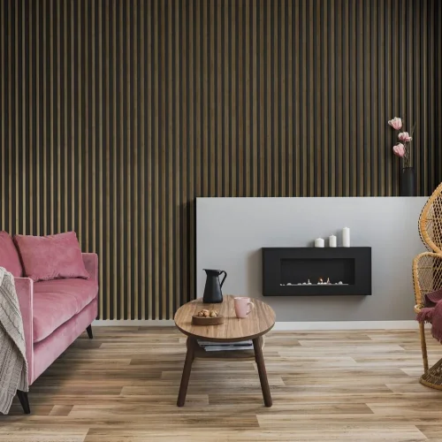 LINEA SLIM 3 dřevěné lamely na desce - černá | dub, 2650 x 150 x 30 mm