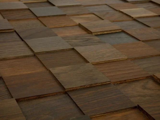 DUB TABÁK 50, samolepiaci panel 300 x 300 mm (0,09 m²) - drevená mozaika 3D - Povrchová úprava: Brúsený - olejovaný, Balenie: 6 mm