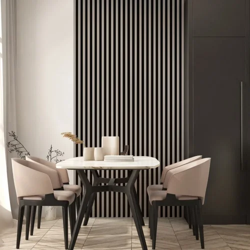 LINEA SLIM 3 dřevěné lamely na desce - japandi | černá, 2650 x 150 x 30 mm