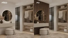 Akustický panel - OŘECH, MDF + FOLIE FINISH 3D, ŠEDÝ akustický podklad FILC, 300 x 2750 mm
