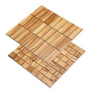 ZEBRANO mozaika 2D - dřevěný obklad do koupelny a kuchyně - Mozaika: 30 x 93 mm