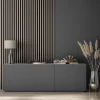 LINEA SLIM 3 dřevěné lamely na desce - japandi | černá, 2650 x 150 x 30 mm