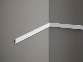 Nástenná lišta – HLADKÁ, tvrdý plast ProFoam® (polyuretán), základný biely náter (pretierateľný), 15 x 5 x 2000 mm