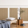 Dřevěné lamely ÚZKÉ na BÍLÉ desce (MDF), EVROPSKÝ DUB, CPL PREMIUM, 24 x 300 x 2750 mm (0,825 m2)