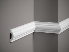 VZOREK - Nástěnná lišta – HLADKÁ, Flex, základní bílý nátěr (přetíratelný), 76 x 25 x 100 mm