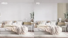 LINEA SLIM 3 drevené lamely na doske - biela | dub, 2650 x 150 x 30 mm