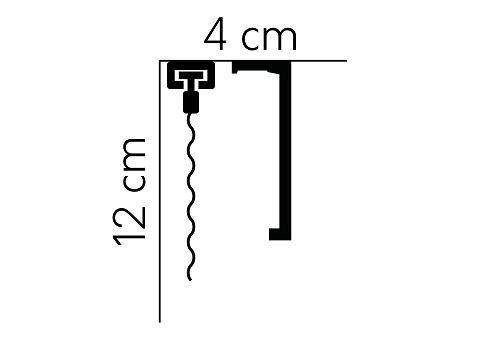 Garnýžová LED osvětlovací lišta, NEPŘÍMÉ OSVĚTLENÍ, tvrdý plast PolyForce (HD Polymer), základní bílý nátěr (přetíratelný), 120 x 40 x 2400 mm