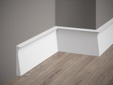VZORKA - Podlahová lišta – HLADKÁ, tvrdý plast PolyForce (HD Polymér), základný biely náter (pretierateľný), 108 x 15 x 100 mm