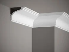 VZORKA - Stropná lišta – HLADKÁ, tvrdý plast PolyForce (HD Polymer), základný biely náter (pretierateľný), 89 x 106 x 2000 mm