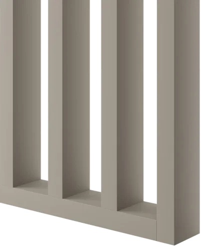 Dělící lamelová stěna - PÍSKOVĚ BÉŽOVÁ, (kompletní sada), MDF + FINISH FOLIE, 29 předpřipravených šířek od 510 do 2750 mm, libovolná výška (maximálně 2750 mm), 70 mm tloušťka příčky - Typ lamel: Kolmo k základně