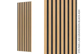 Systémový obkladový panel STRAMA PANELS - LAMELY DUB - ČERNÝ PODKLAD, dřevotřísková deska, dekorativní fólie, 12 x 600 x 2800 mm