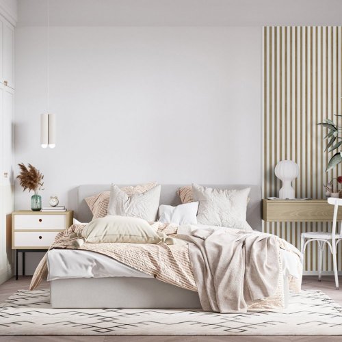 LINEA 3 drevené lamely na doske - biela | dub, 2750 x 176 x 40 mm