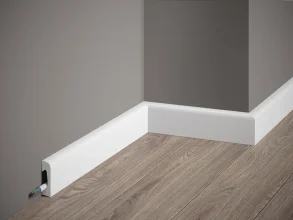 Podlahová lišta – PREMIUM, tvrdý plast PolyForce (HD Polymér), kvalitný biely lak (finálny povrch), 49 x 15 x 2000 mm