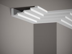 VZORKA - Stropná lišta – HLADKÁ, tvrdý plast ProFoam® (polyuretán), základný biely náter (pretierateľný), 50 x 190 x 100 mm