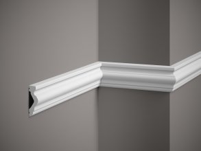 Nástenná lišta – HLADKÁ, tvrdý plast PolyForce (HD Polymér), základný biely náter (pretierateľný), 65 x 21 x 2000 mm