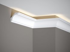 Stropná LED osvetľovacia lišta, NEPRIAME OSVETLENIE, tvrdý plast PolyForce (HD Polymer), základný biely náter (pretierateľný), 60 x 60 x 2000 mm