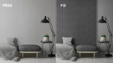 LINEA COMFORT 5 drevené lamely na doske - urban | čierna, 2650 x 246 x 30 mm