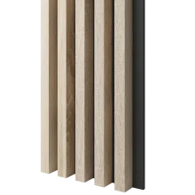 Dřevěné lamely ŠIROKÉ na ČERNÉ desce (MDF), DUB SONOMA, 46 x 300 x 2750 mm (0,825 m2)