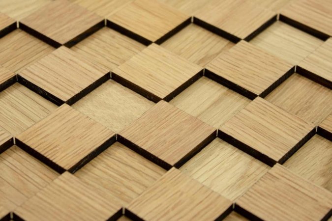 DUB 30 (30 x 30 mm) -  dřevěná mozaika 3D na samolepícím podkladu