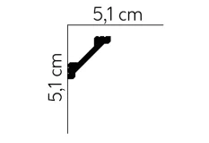 Stropná LED osvetľovacia lišta, NEPRIAME OSVETLENIE, tvrdý plast PolyForce (HD Polymer), základný biely náter (pretierateľný), 51 x 51 x 2000 mm