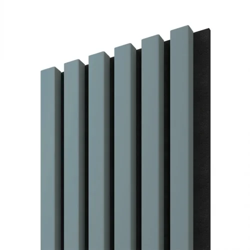 Akustický panel ACOUSTIC LINE - smoke blue | čierny, 2650 x 245 x 22 mm, lamely MDF + FINISH FOLIE, akustický podklad FILC