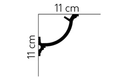 Stropná lišta – HLADKÁ, tvrdý plast PolyForce (HD Polymér), základný biely náter (pretierateľný), 110 x 110 x 2000 mm