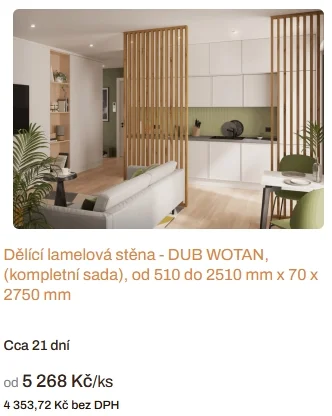 Dělící lamelová stěna