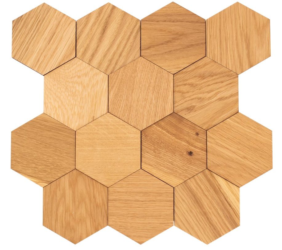 Dubový nastěnný panel hexagon