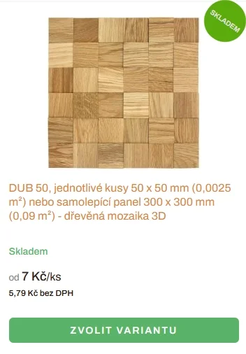 Dubový obklad mozaika 50 x50 mm